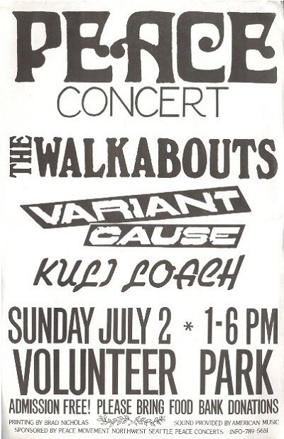 the Walkabouts Kuli Loach Peace Concert Don Glenn Volunteer Park